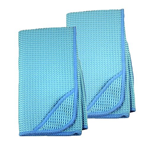 2 x Microfibre Waffle Weave Mesh Texture Car Cleaning & Detailing Cloth 40 x 40cm